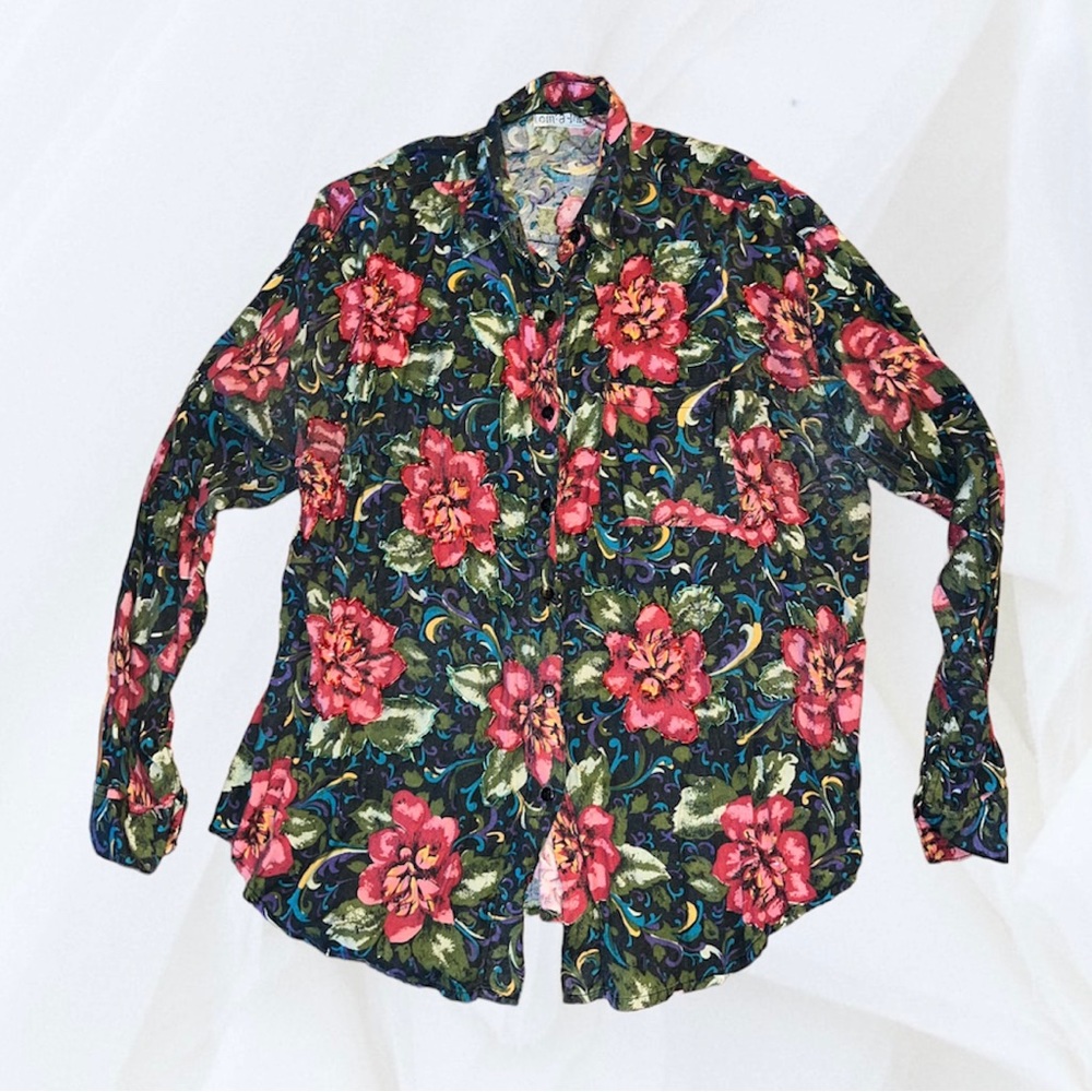 VINTAGE Floral Button Up, Size Large